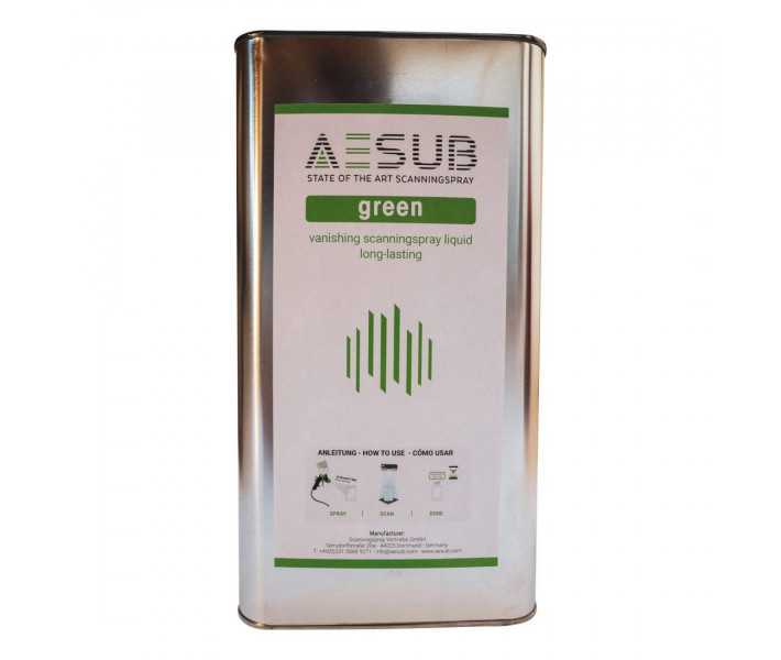 AESUB Green, self-evaporating 3D scanning coat for spray gun, 5 L