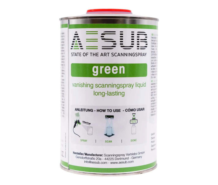 3D scanning coat AESUB Green, self-evaporating, for spray gun 3D scanning coat AESUB Green, self-evaporating, for spray gun