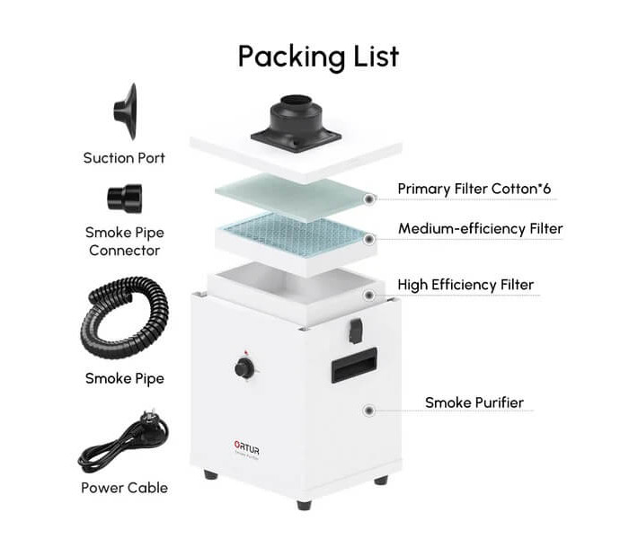 Лазерний гравірувальний та різальний верстат Ortur H20 20 Вт у корпусі + очищувач диму