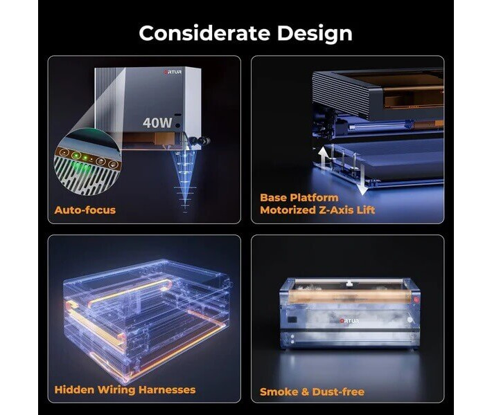 Лазерний гравірувальний та різальний верстат Ortur H20 20 Вт у корпусі + очищувач диму