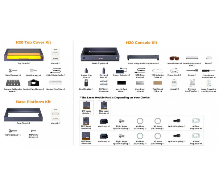Ortur H20 20W + Smoke Purifier + Y-axis Rotary Chuck + Foldable Feet