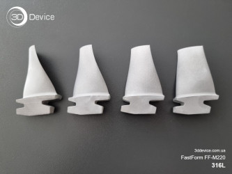 SLM 3D printed 316L stainless steel blades on FastForm FF-M220 metal printer — 3DDevice