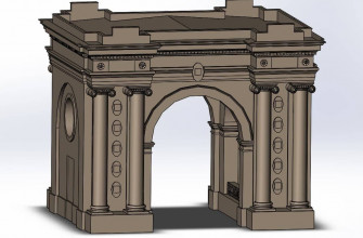 3D-модель триумфальной арки. Детальная архитектурная визуализация для исторической реконструкции или образования.