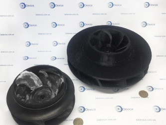 3D printed turbine impeller by 3DDevice replacing a damaged original part.