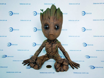 3D-printed Baby Groot hand-painted figurine by 3DDevice for fans.