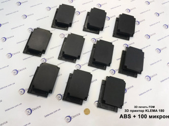 Black ABS+ boxes 3D-printed on KLEMA 180 FDM printer by 3DDevice.