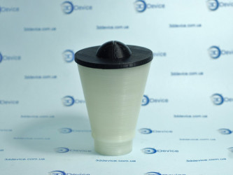 Transparent FDM 3D-printed hopper prototype for a coffee grinder by 3DDevice.