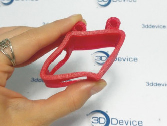 Red flexible TPU plastic 3D printed sample. 3DDevice flexible filament and printing service.