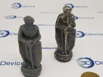 Highly-detailed SLA 3D printed replica of a Wizard Chess piece, made on a Formlabs Form 3 printer by 3DDevice.