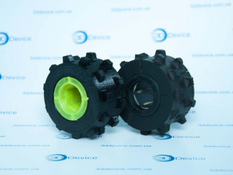 Flexible 3D printed gear made of plastic based on a broken sample. 3DDevice part restoration.