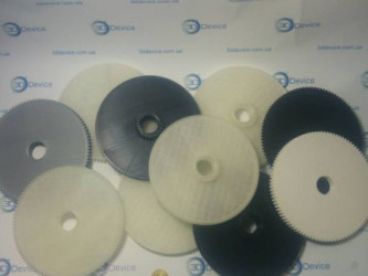 Plastic 3D printer gears and pulleys for 3DDevice equipment. 3D printing spare parts.