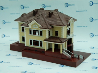 3D printed architectural model of a private house. Full-color 3DDevice custom building model service.