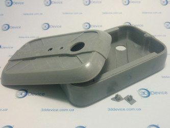 3D printed plastic enclosure prototype (top/bottom halves and fasteners). 3DDevice custom electronics housing in Kyiv.