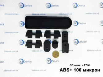 FDM 3D printed functional parts from ABS+ plastic (100 microns). High-strength custom components service by 3DDevice.