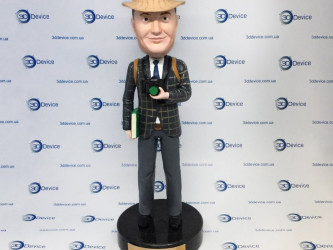 Custom 3D printed caricature bobblehead figurine. Detailed collectible model from photo by 3DDevice service.