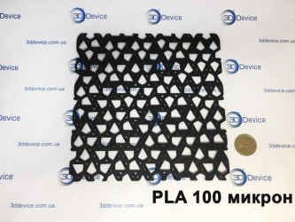 PLA FDM 3D printed sample with triangular pattern (100 microns). High-detail prototyping service by 3DDevice.