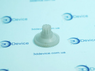 Custom 3D printed plastic gear (pinion/spur). Precision mechanical part and replacement service by 3DDevice experts.