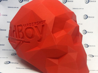 FDM 3D printed low-poly skull sculpture with 