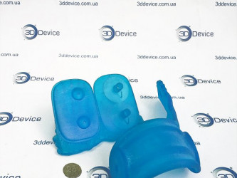FDM 3D printed blue prototype/custom part (two components, with a fin). Engineering design and rapid manufacturing service by 3DDevice: 3ddevice.com.ua.