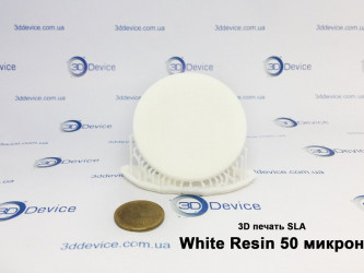 SLA 3D printed coin/medallion prototype (White Resin, 50 microns). High-resolution model and precision service by 3DDevice.