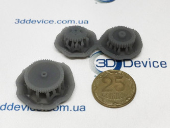SLA 3D printed precision gear (replica or custom component). High-accuracy functional part production service by 3DDevice: 3ddevice.com.ua.