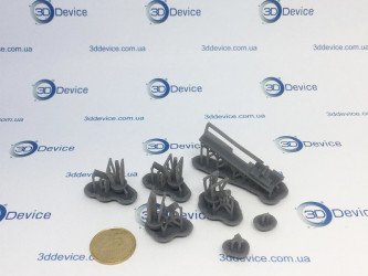 SLA 3D printed small, intricate parts/components on the Formlabs Form 2 printer. Ideal for high-precision prototyping, jewelry, and engineering details with layer thickness down to 25 microns. Service by 3DDevice: 3ddevice.com.ua.
