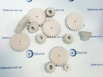 Working gears printed from PET plastic