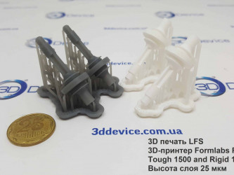 3DDevice printed valves, Formlabs Tough 1500 and Rigid 10K resins.