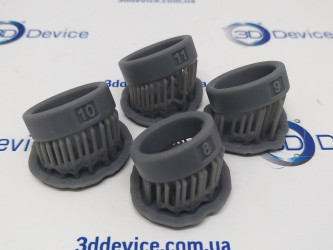 SLA 3D printed rings with 50 microns layer thickness on Formlabs Grey Resin by 3DDevice.