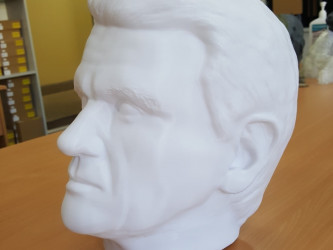 3D printed plastic bust, a decorative sculpture of a person