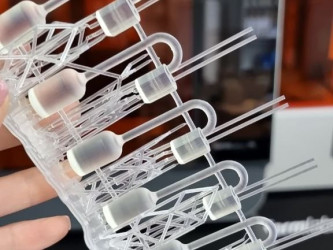 3D printed clear resin part, transparent prototype or component