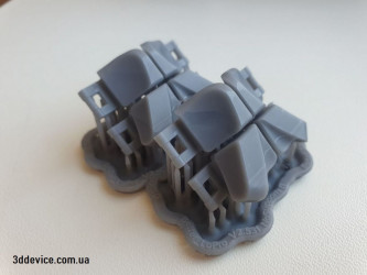 3D printed SLA parts with support structures, prototyping