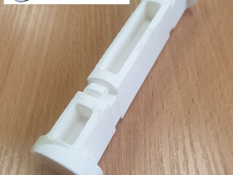 A white 3D-printed SLA model based on a CAD design by 3DDevice.