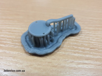 A gray 3D-printed SLA resin model part for hobbyists by 3DDevice.