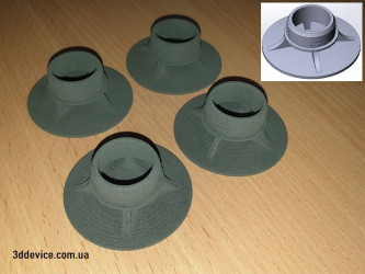 A set of four SLS 3D-printed parts for a Saeco coffee machine, based on a CAD model, by 3DDevice.