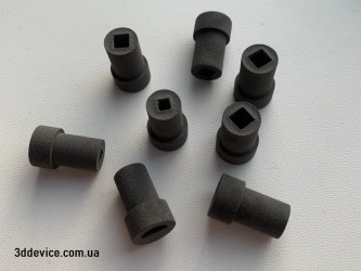 3D printed black SLS bushings for automotive, industrial applications by 3DDevice.
