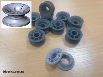 3D printed SLS pulleys from 3DDevice, compared with the 3D model.