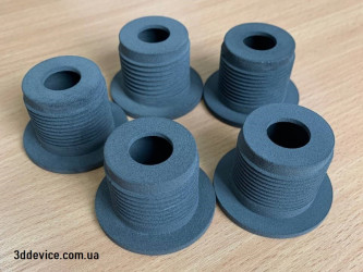 3D printed SLS threaded rings by 3DDevice for industrial applications.
