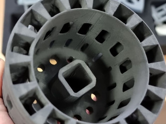 3D printed industrial SLS part with complex geometry from 3DDevice.