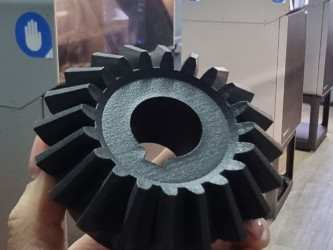SLS 3D printed bevel gear by 3DDevice for a functional mechanism with Nylon 12 GF