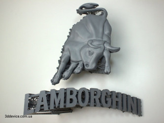 Lamborghini Logo, 3D Printed in SLA Formlabs Tough 2000 Resin