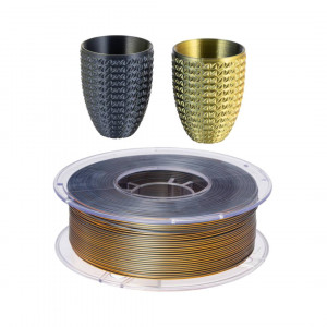 PLA Silk Bi-Color пластик Klema 1 кг 1,75 мм Чорний+Золотий