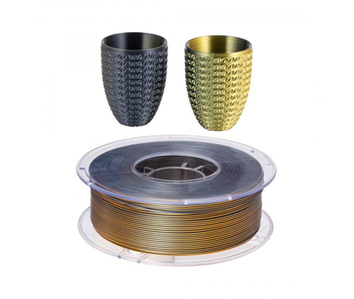PLA Silk Bi-Color пластик Klema 1 кг 1,75 мм Чорний+Золотий