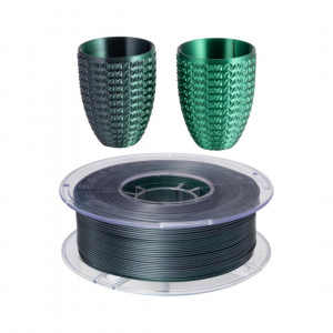 PLA Silk Bi-Color пластик Klema 1 кг 1,75 мм Черный+Зелёный