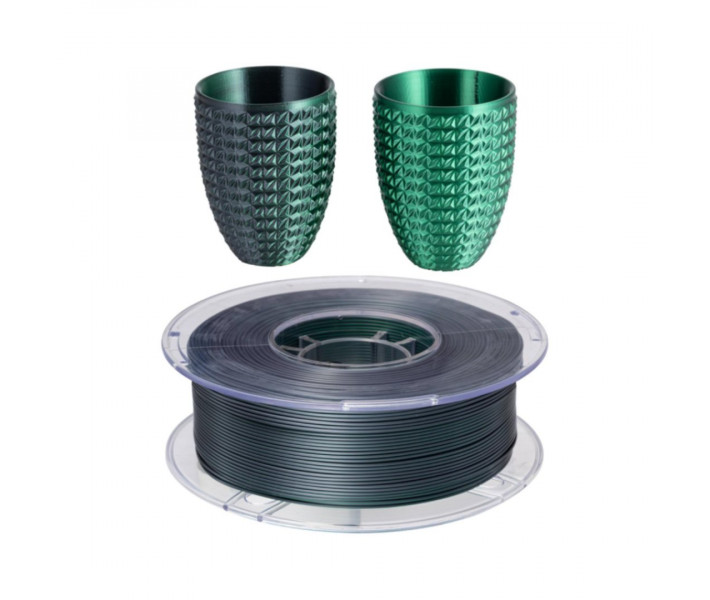 PLA Silk Bi-Color пластик Klema 1 кг 1,75 мм Черный+Зелёный