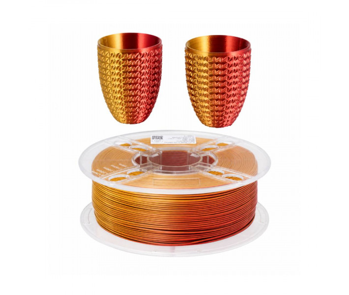 PLA Silk Bi-Color пластик Klema 1 кг 1,75 мм Красный+Золотой