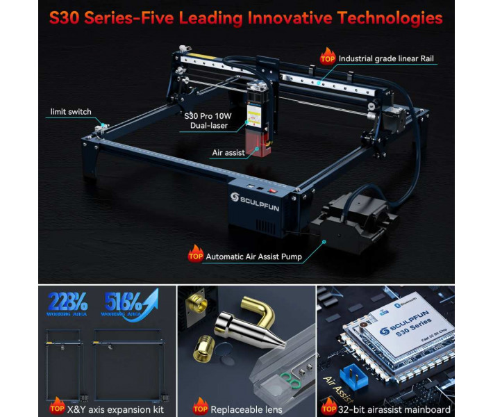 SCULPFUN S30 Pro Max 20W Laser Engraver | Deluxe Bundle