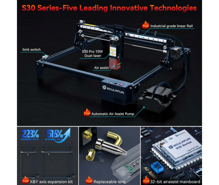Лазерний гравер SCULPFUN S30 Pro Max 20W
