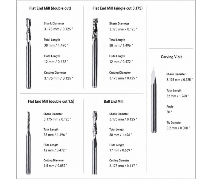 Snapmaker CNC Bits (5 Bits)