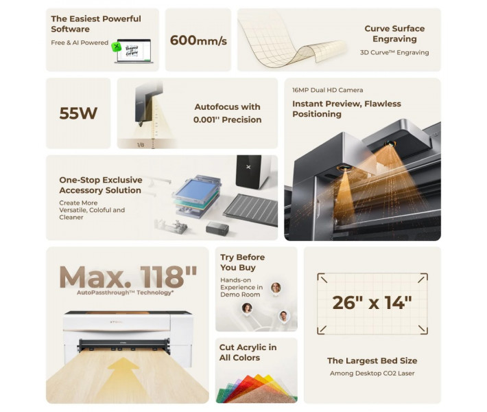 xTool P2S All-in-One Bundle – Комплект для лазерного гравіювання та різання
